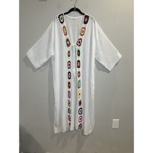 Chicsoul Boho Lightweight White Cover Up One Size Crochet Resortwear Swim Kimono